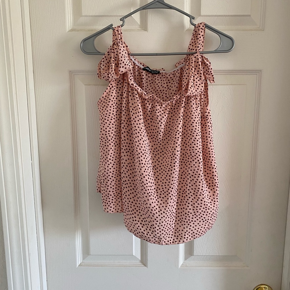 Shein Tanks Top Pink Hearts With Adjustable Straps